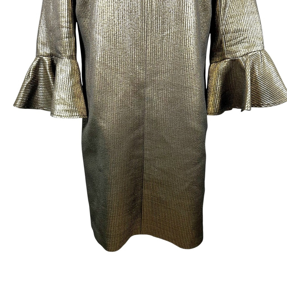 BCBG MAXAZRIA Judy Metallic Bell Sleeve Shift Dress Cocktail Holiday Size S - Picture 6 of 10